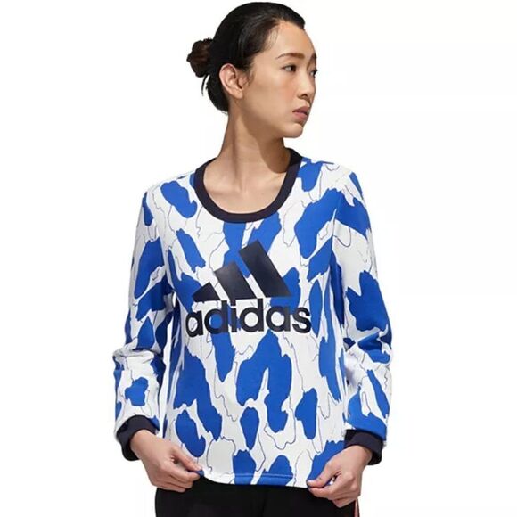 Adidas x Zoe Saldana All Over Abstract Graphic Print Crew Neck Large NWT - Picture 1 of 7
